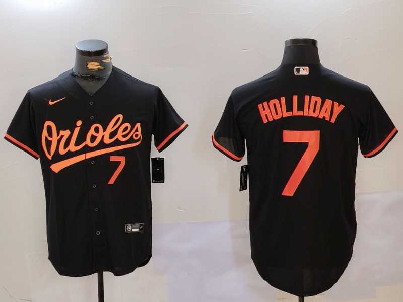 Mens Baltimore Orioles #7 Jackson Holliday Number Black Cool Base Jersey